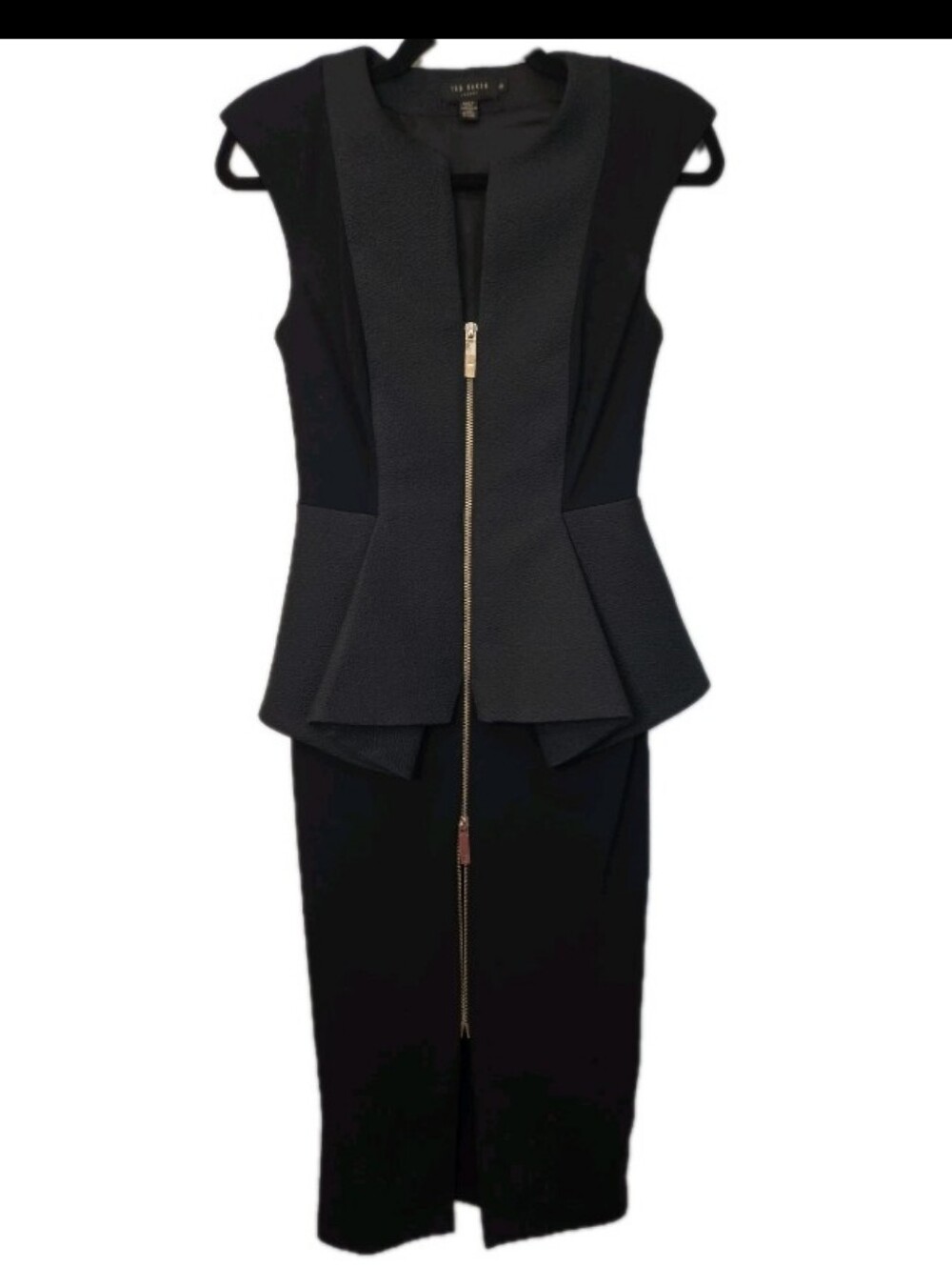 Ted Baker Jumana Dress 0 UK 00 US Multimedia Black Peplum Sheath Structured
